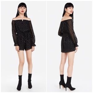 NWT EXPRESS Off the Shoulder Black Sweetheart Romper